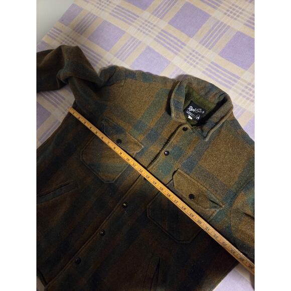 Vintage Rich Sher Mens 48 Wool Plaid Sherpa Coat Green Jacket Hunting 60s 70s - Picture 5 of 10